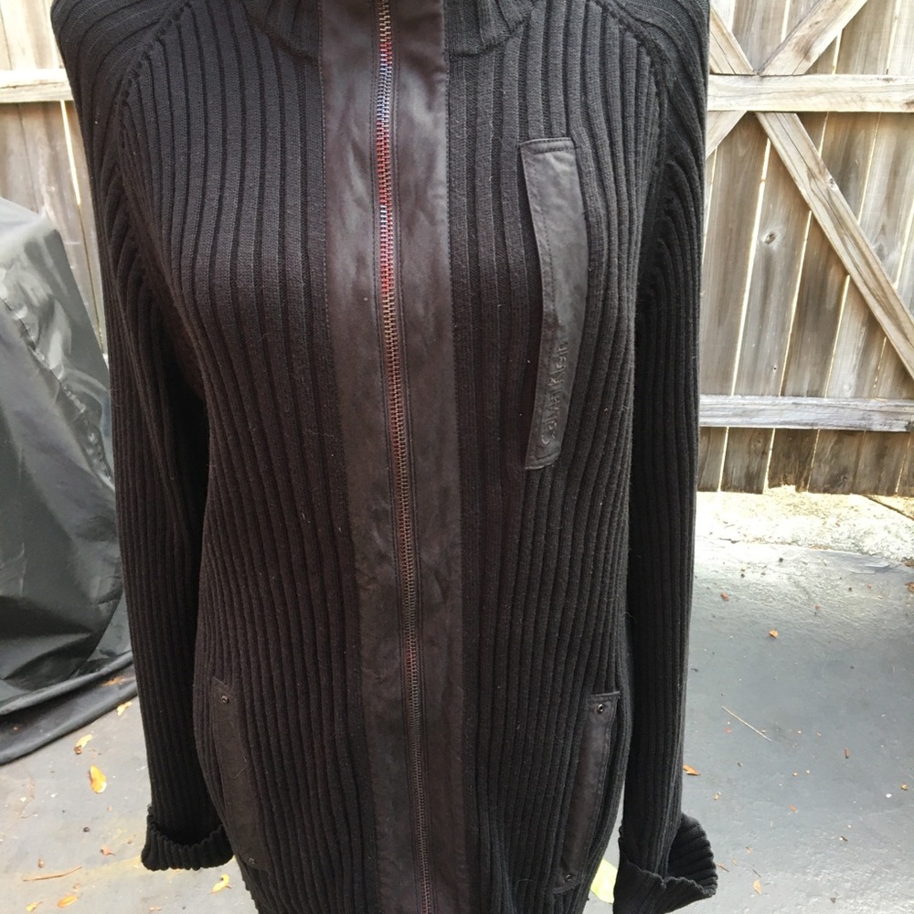 Calvin Klein Cotton Black Mock neck Sweater Sz L